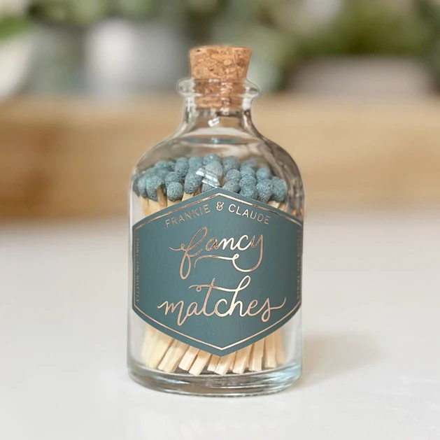 Forest Blue Fancy Matches Small Jar