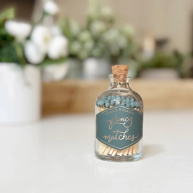 Forest Blue Fancy Matches Small Jar