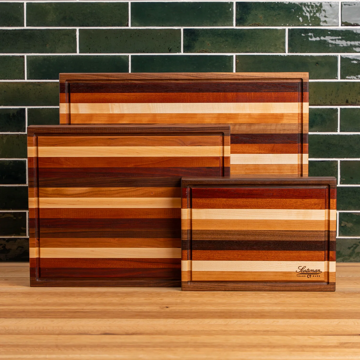Striped Butcher Block with Juice Groove