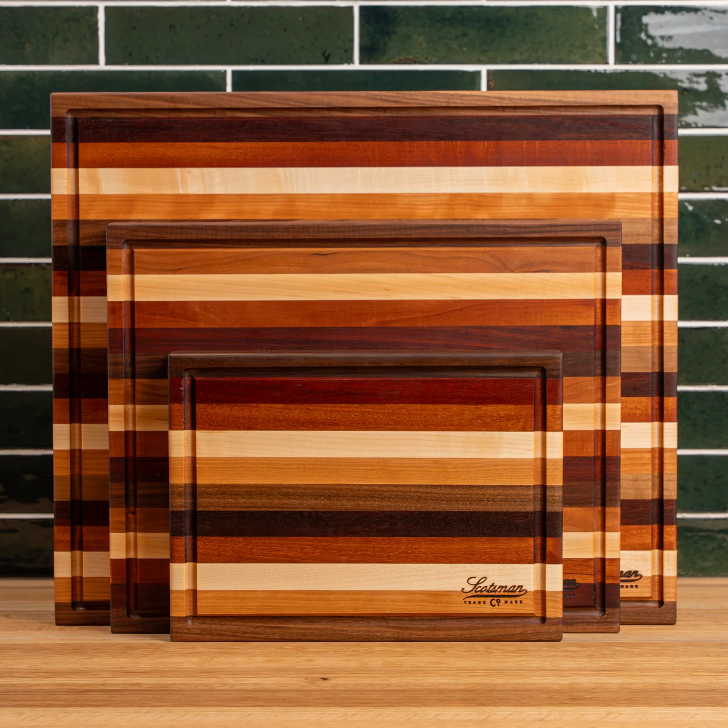 Striped Butcher Block with Juice Groove