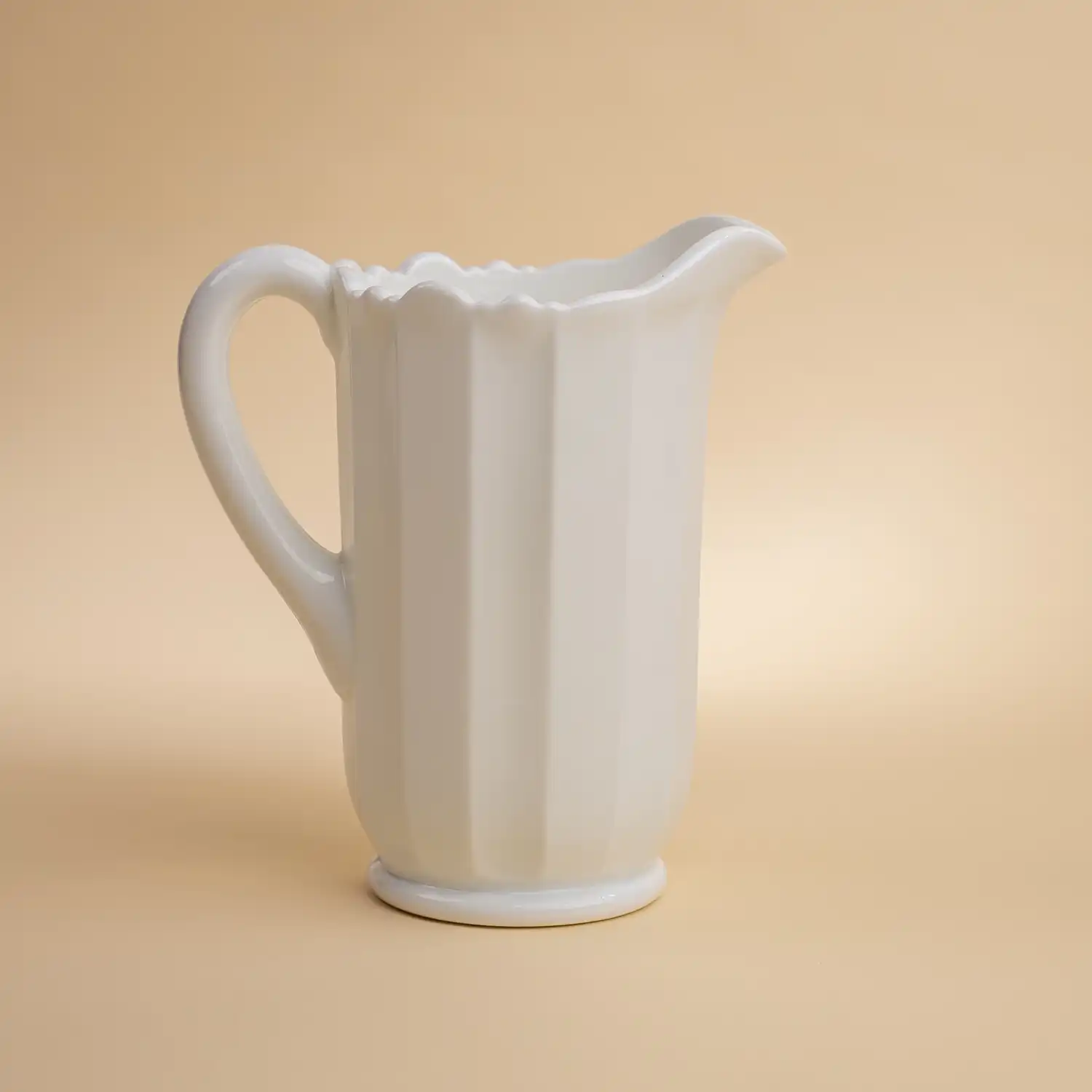Milk Glass Panel Glass Pitcher