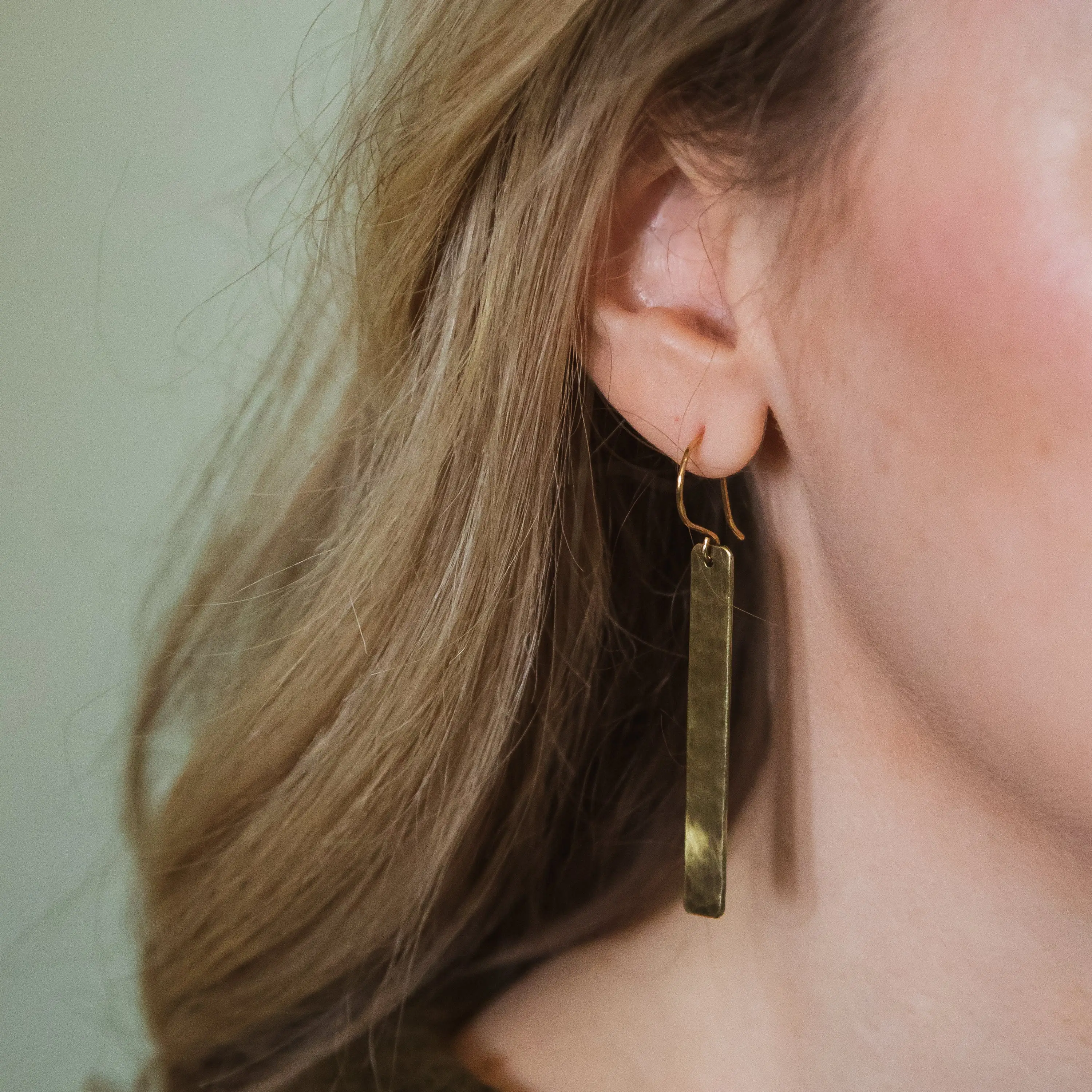 Novi Brass Rectangle Bar Earrings