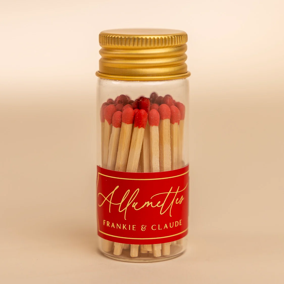 Red Mini Glass Match Jar