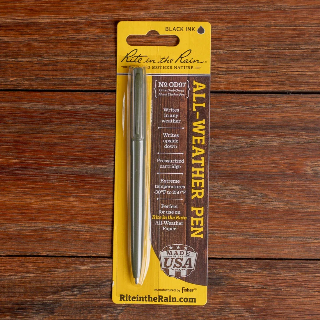 Rite in Rain All-Weather Metal Clicker Pen - Olive