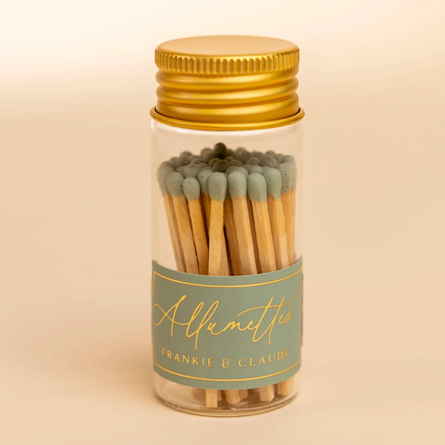 Sage Green Mini Glass Match Jar