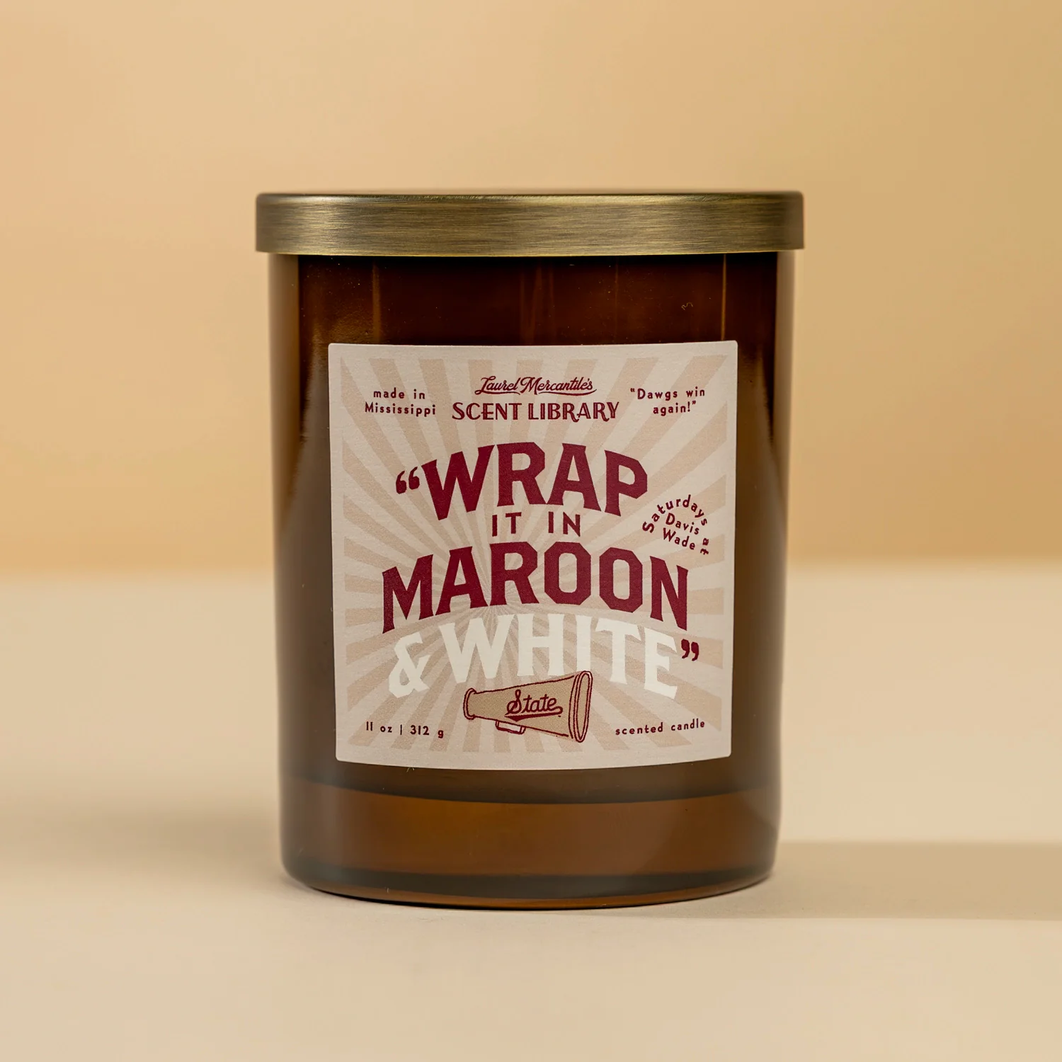 Wrap it in Maroon & White Candle