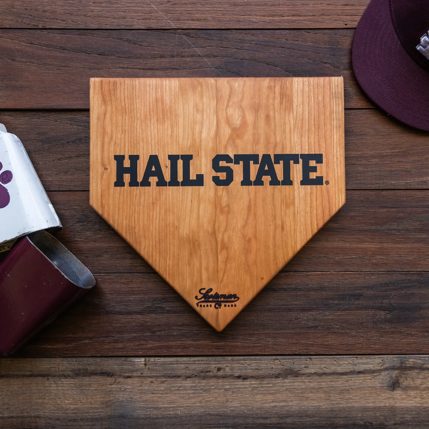 Cherry Mississippi State Home Plate Serving Board - Large Logo