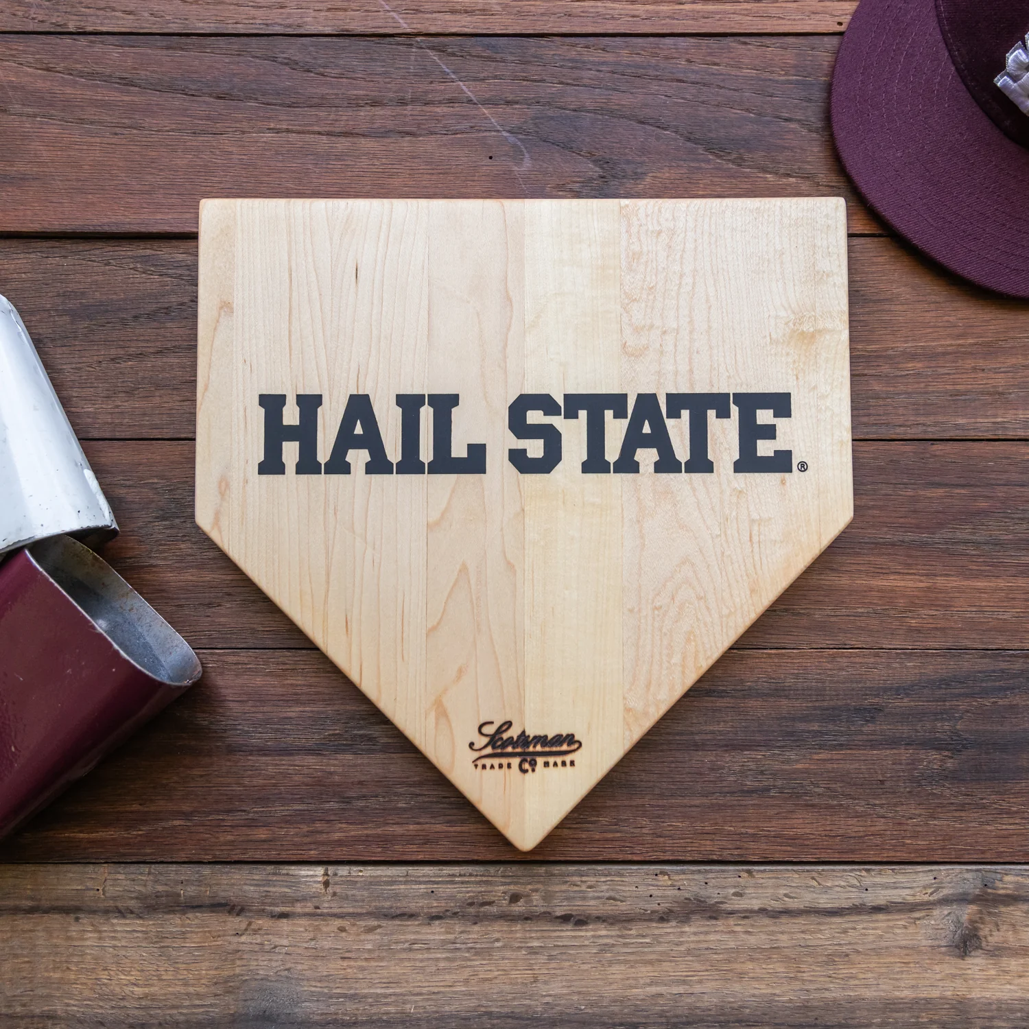 Maple Mississippi State Home Plate Serving Board - Large Logo
