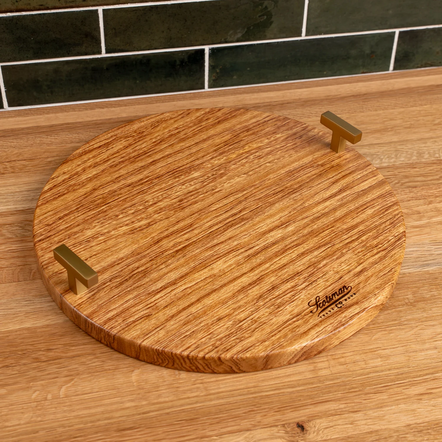 Brazilian Oak Round Serving Tray